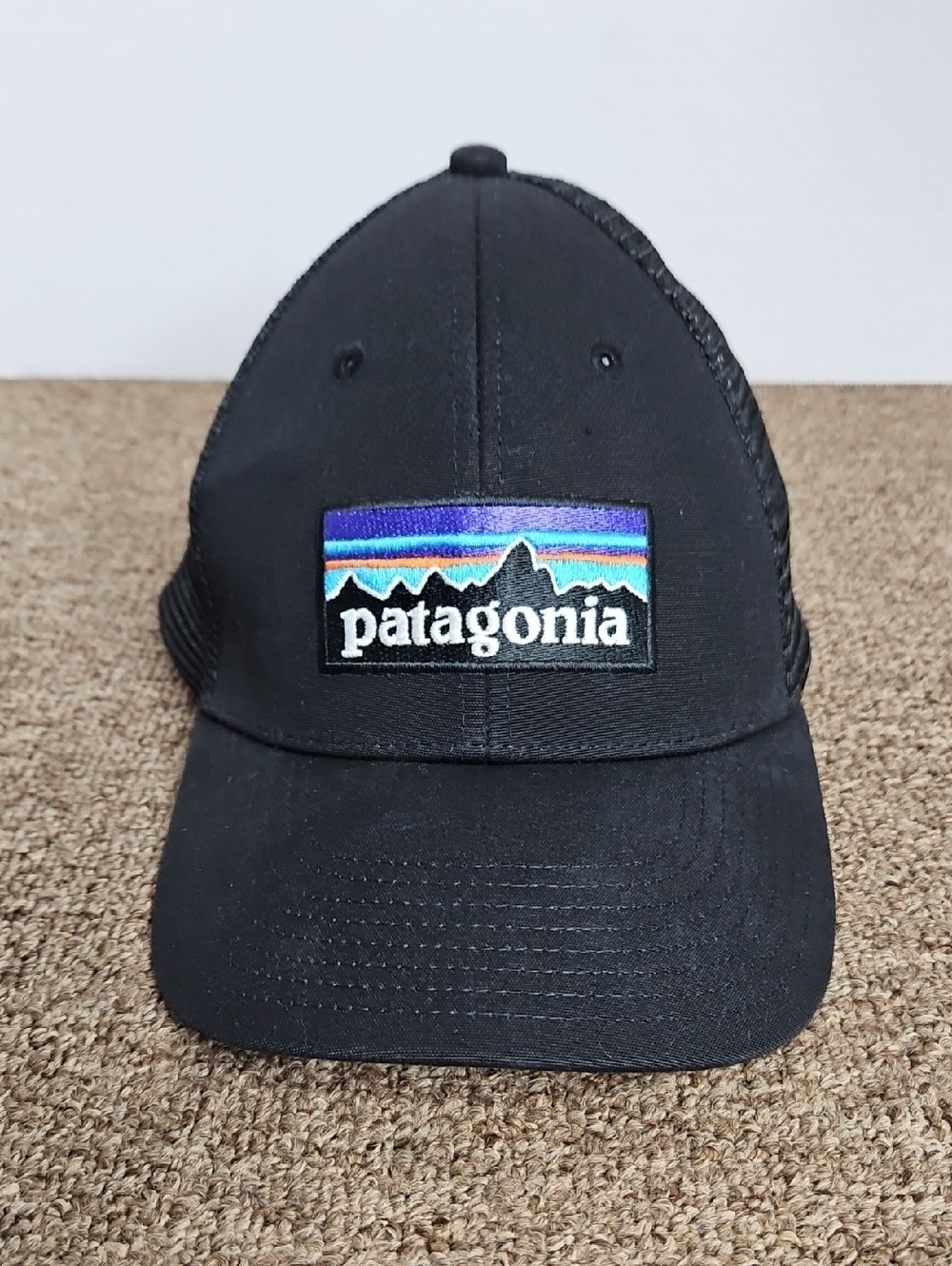 Patagonia Black Snap Back Logo Hat Trucker One Size